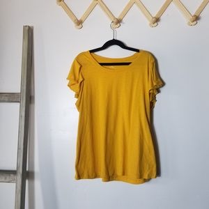 ANA FLUTTER SLEEVE MUSTARD COLOR BLOUSE SIZE MEDIUM